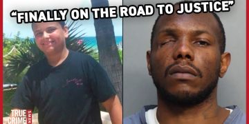 Two men, justice theme, True Crime News banner