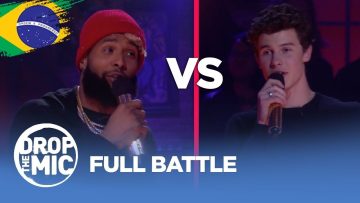 Rap battle between two performers on stage