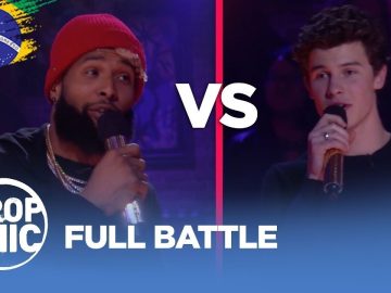 Rap battle between two performers on stage