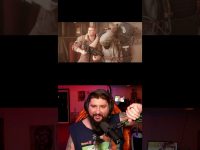 Gamer livestreams while playing action video game.