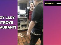 Woman angrily shouting in restaurant confrontation
