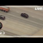 High-speed car chase on highway, 115 mph.