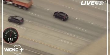 High-speed car chase on highway, 115 mph.
