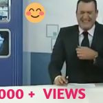 News anchor laughing during broadcast with 100,000 views.
