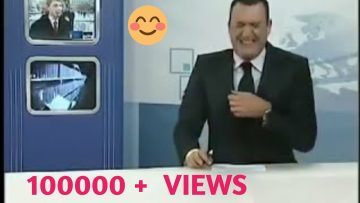 News anchor laughing during broadcast with 100,000 views.