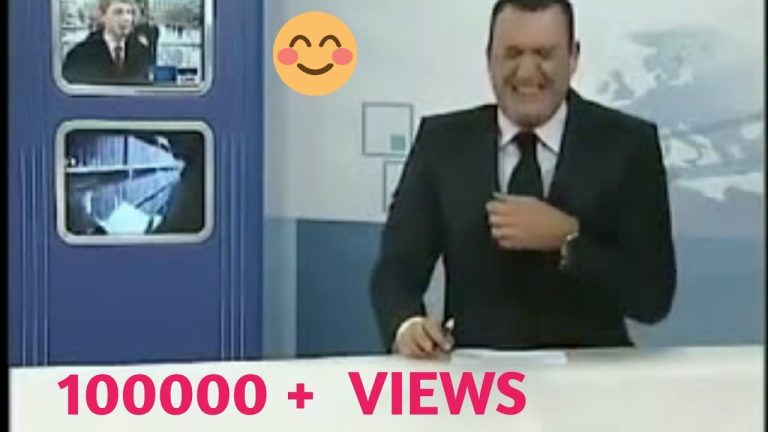 News anchor laughing during broadcast with 100,000 views.