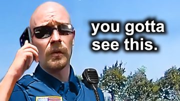 Police officer on phone, text reads 'you gotta see this'.
