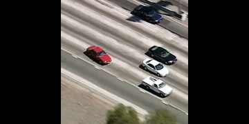 Aerial view of cars on a highway