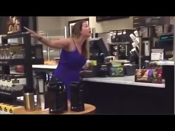 Woman gesturing in coffee shop