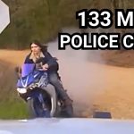 Motorcycle chased by police at high speed
