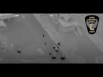 Ohio police aerial view chase at night scene
