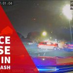 Police chase leads to dramatic crash at night.