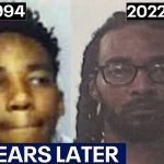 Side-by-side photos from 1994 and 2022, 28 years later.