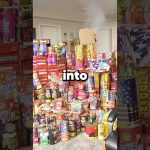 Room filled with colorful fireworks assorted boxes