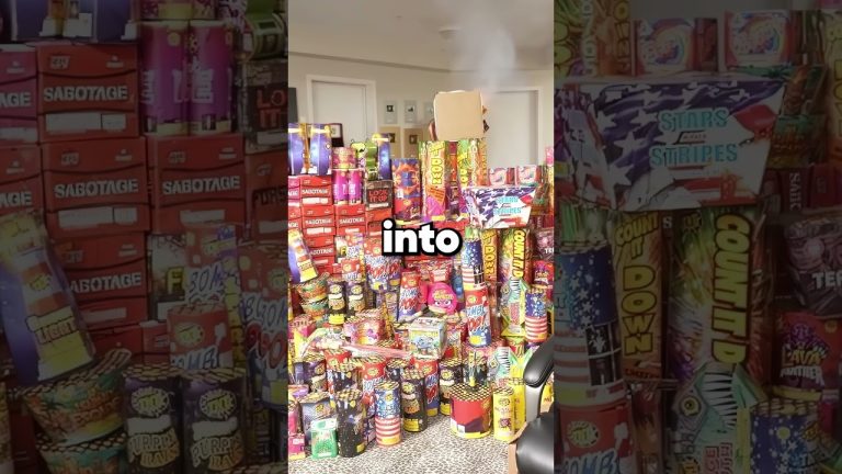 Room filled with colorful fireworks assorted boxes