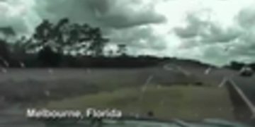 Stormy road scene in Melbourne, Florida.