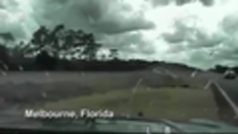 Stormy road scene in Melbourne, Florida.