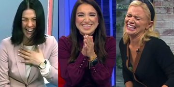 Three women laughing joyfully on camera