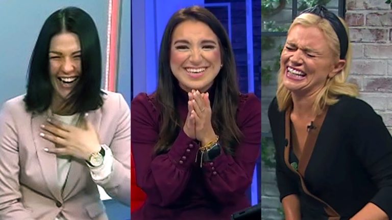 Three women laughing joyfully on camera
