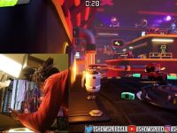 Gamer streaming in futuristic virtual environment