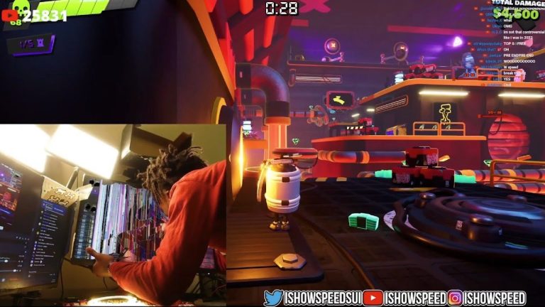 Gamer streaming in futuristic virtual environment