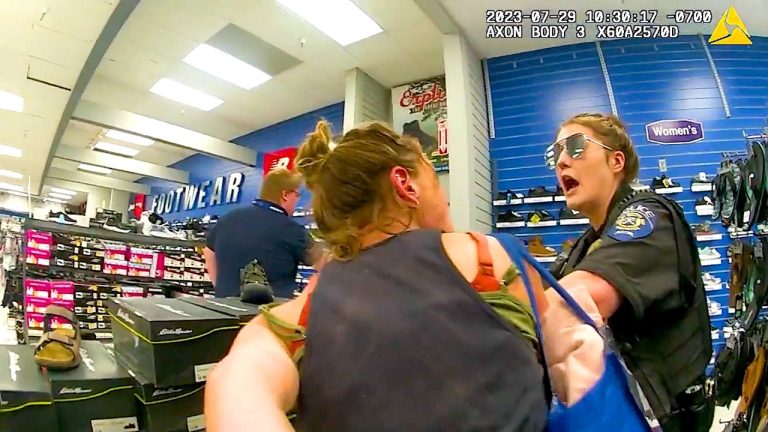 Police interaction in a shoe store.