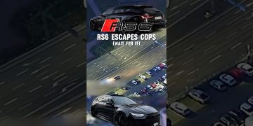 Car escaping police on highway at night
