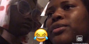 Split image of two people with laughing emoji.
