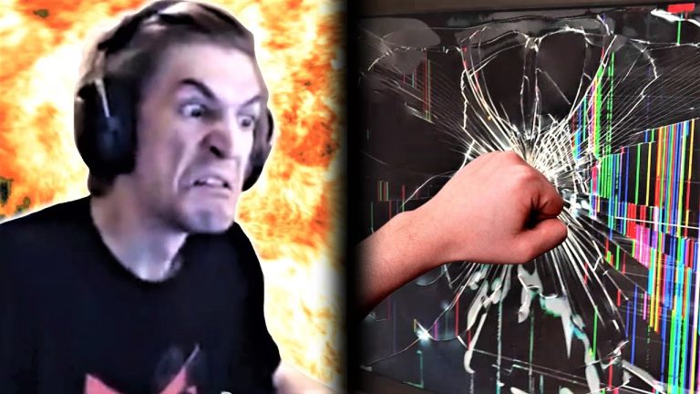 Angry gamer smashes screen with fist explosion background.
