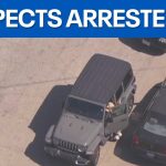 Arial view of car during suspect arrest.