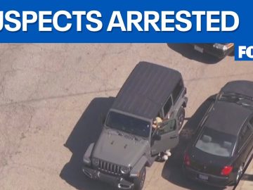 Arial view of car during suspect arrest.