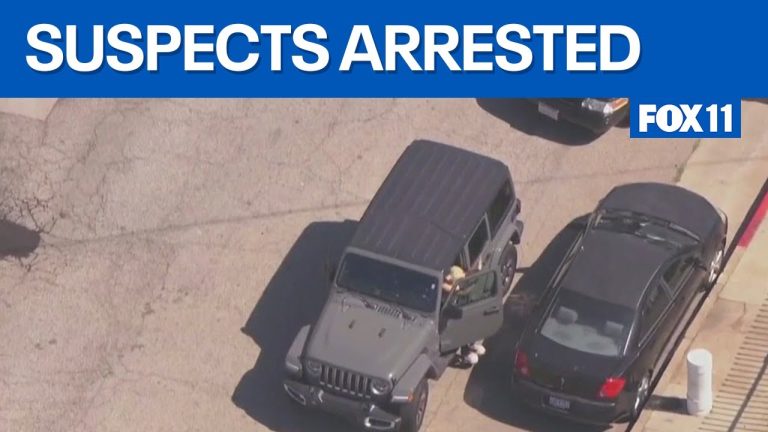 Arial view of car during suspect arrest.