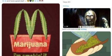 420 celebration with marijuana-themed graphics and memes.