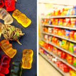 Gummy bears with cannabis and snack aisle